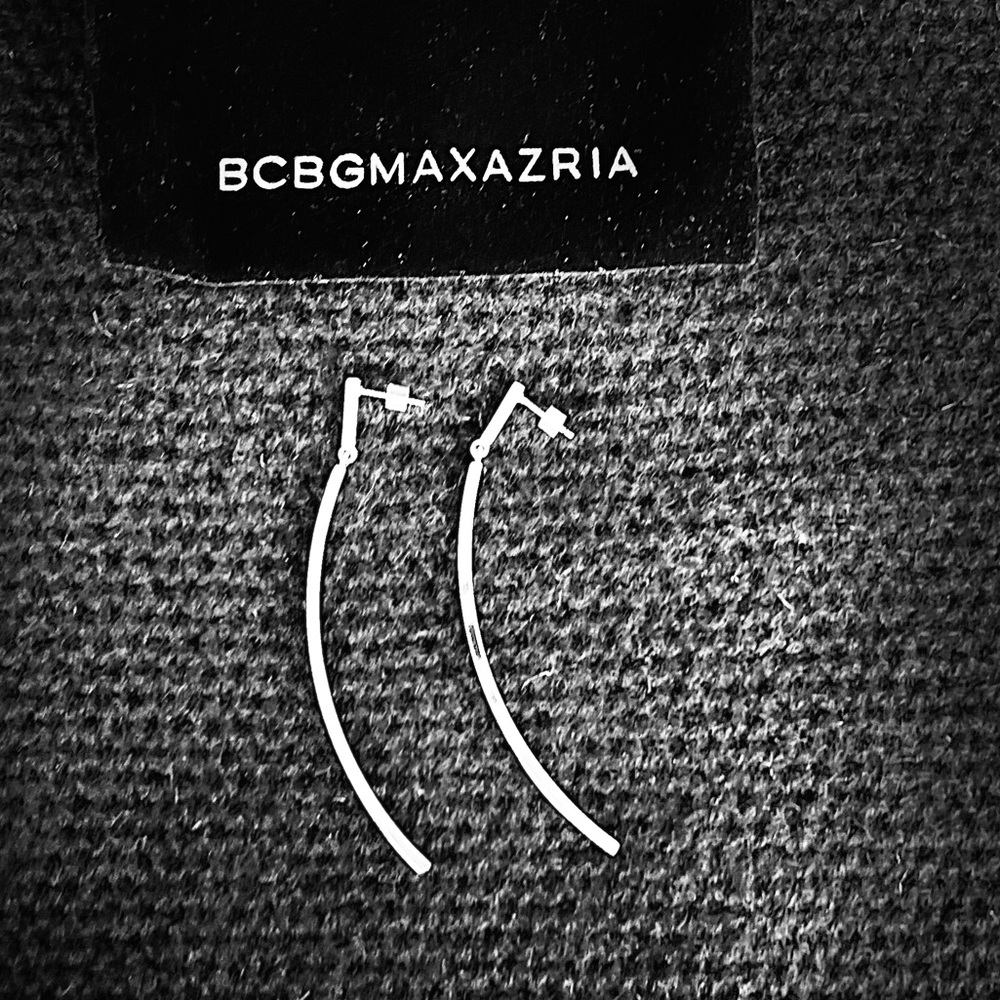 BCBG MaxAzria Stainless Steel Curved Bar Dangle Earrings with Post Back